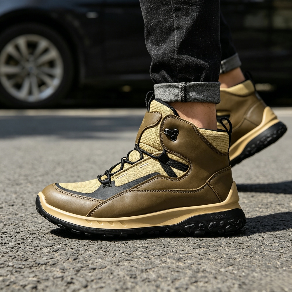 Streetwear Outdoor Brand - Baskets montantes en cuir pour hommes,