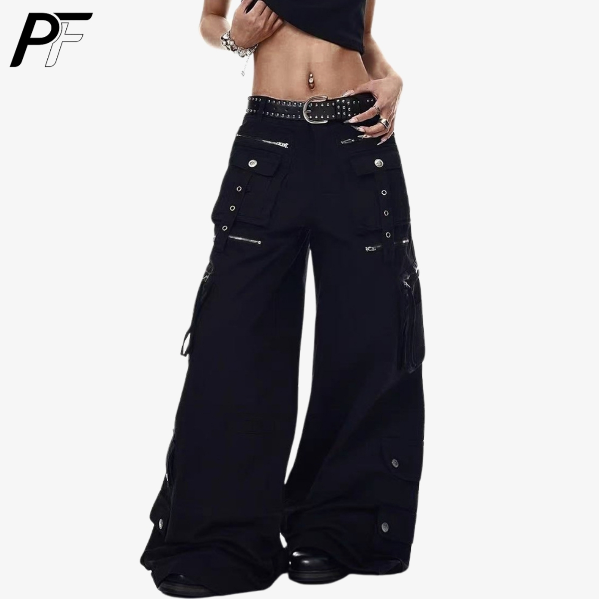 Streetwear Brand Pants - Pantalon cargo ample Grunge Techwear Y2K,
