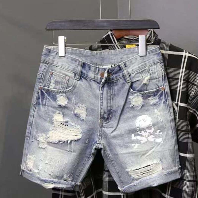 Été hommes usé perle trou mend - Streetwear Brand Pants avis et prix