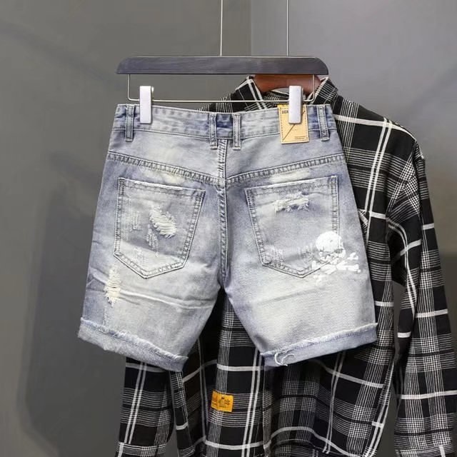 Été hommes usé perle trou mend - Streetwear Brand Pants avis et prix
