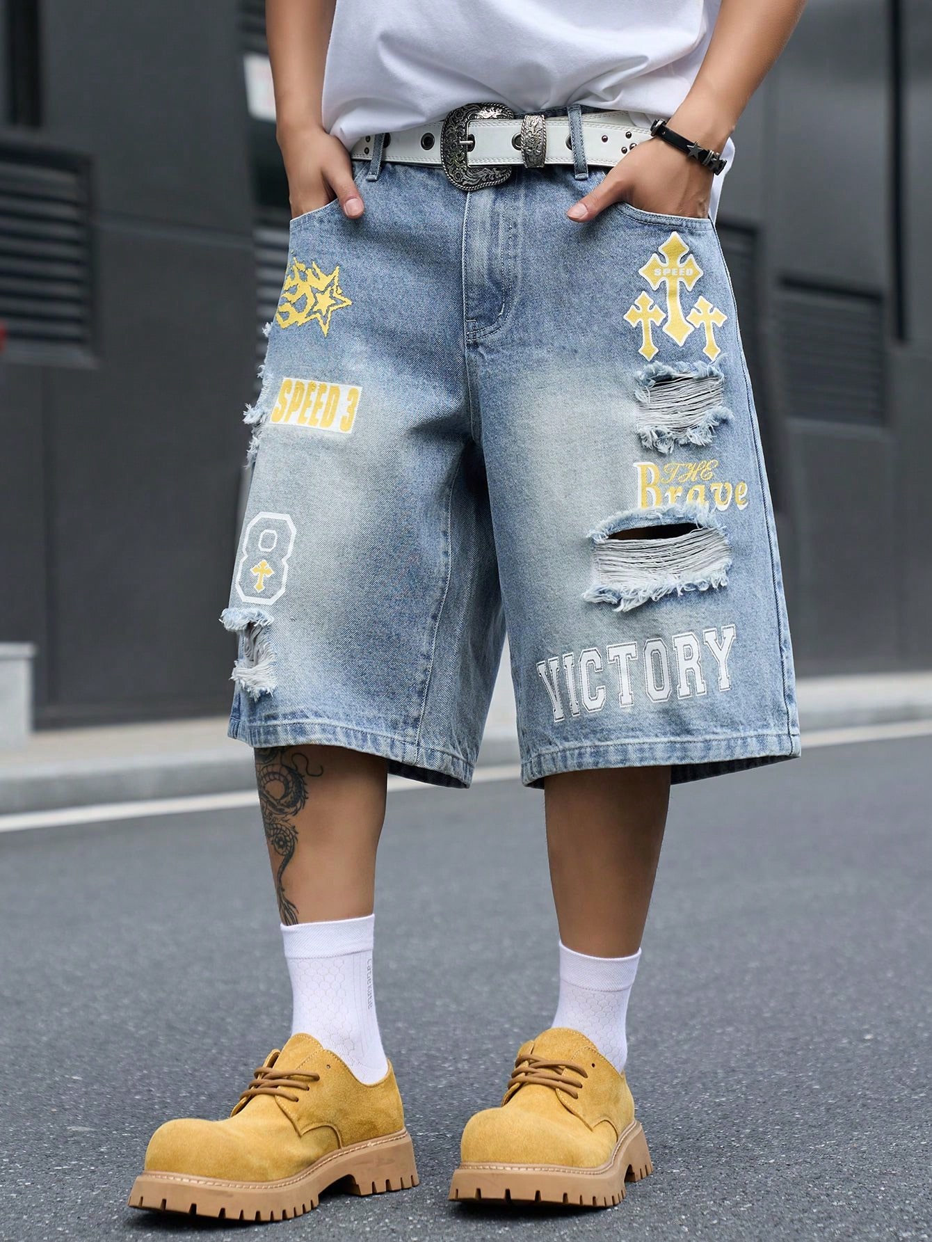 Shorts en jean ample pour homm - Streetwear Brand Pants avis et prix
