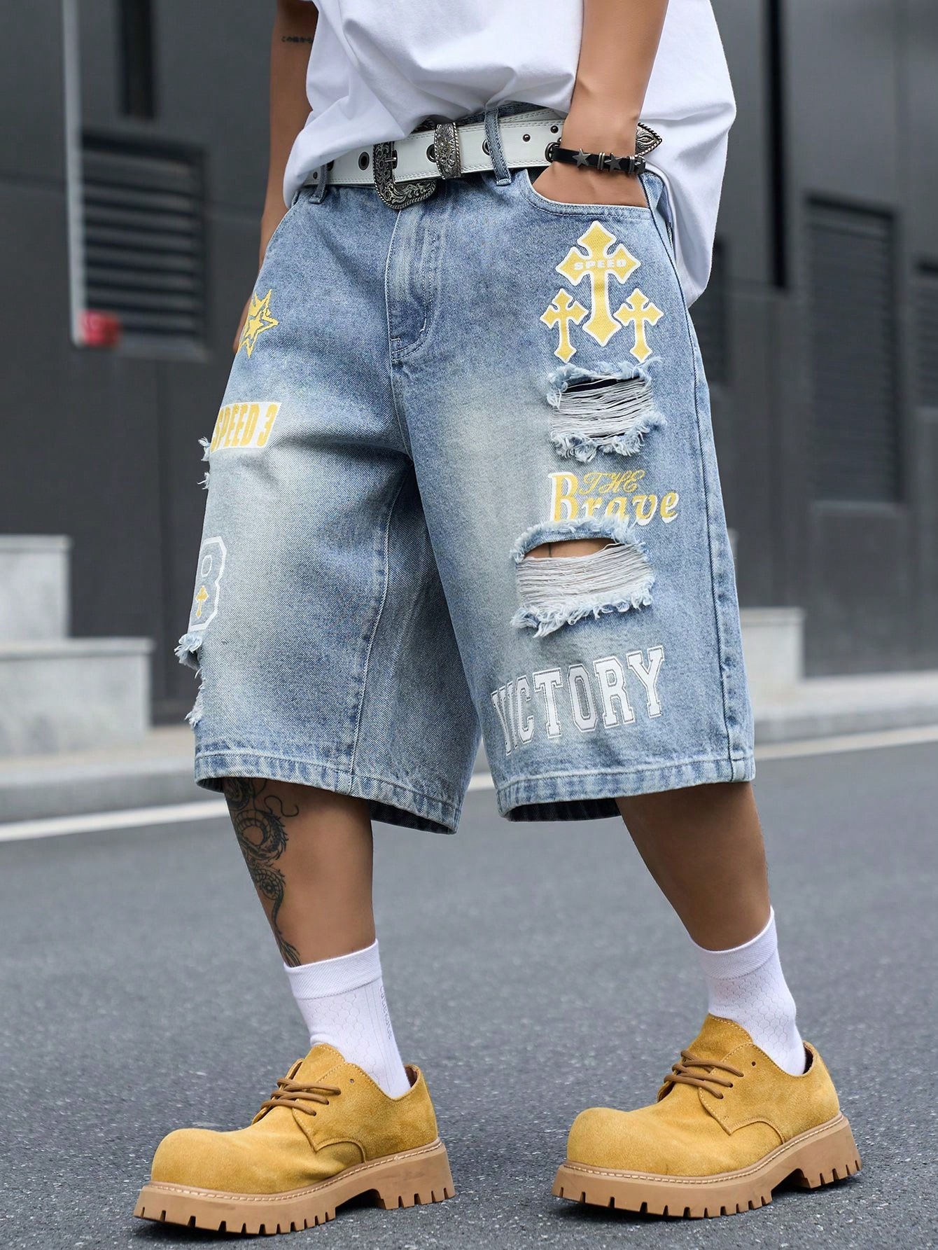 Shorts en jean ample pour homm - Streetwear Brand Pants avis et prix